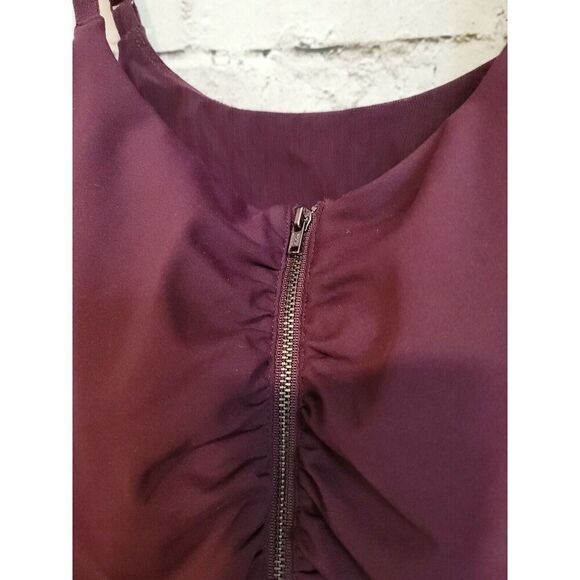 Fabletics Mia Tank Top Shirred Bliss  Shirt Size XS Purple Full Zip t61 - Picture 4 of 6